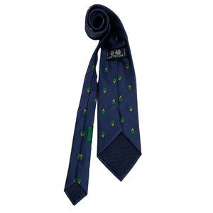 BATTISTONI Blue Aleppo Pine Silk Tie ITALY 59"/ 3.5" EC